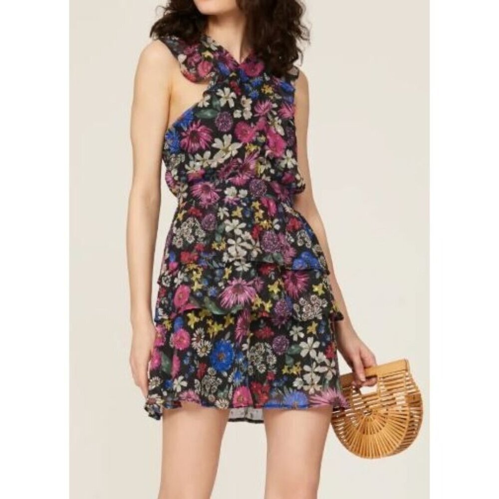 Slate & Willow Black Floral Sleeveless Mini Dress Women Size Small Summer Casual